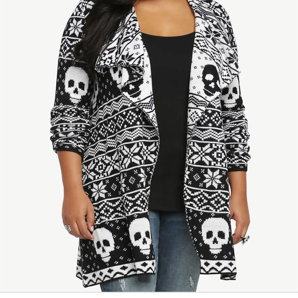 Torrid Skull & Snowflake Open Front Cardigan 4x